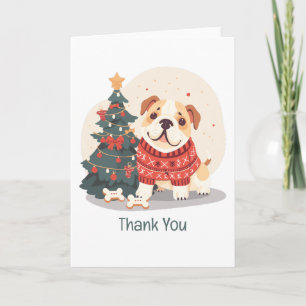 Tarjeta De Agradecimiento Gracias Navidad Bulldog Inglés