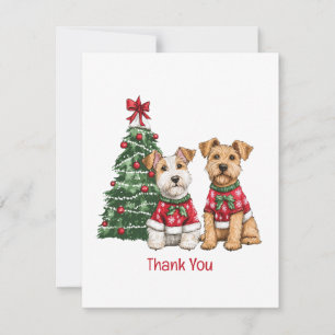 Tarjeta De Agradecimiento Gracias Navidad Perros Welsh Wire Fox Terrier