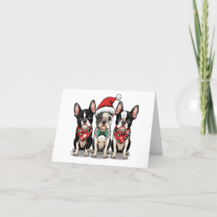 Tarjeta De Agradecimiento Gracias Navidades Boston Terrier Dogs
