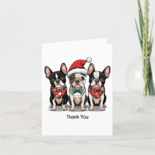 Tarjeta De Agradecimiento Gracias Navidades Boston Terrier Dogs