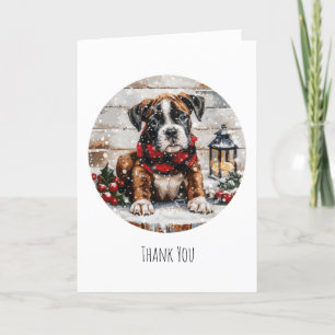 Tarjeta De Agradecimiento Gracias Navidades Boxer Puppy