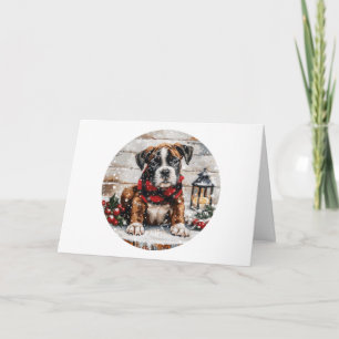 Tarjeta De Agradecimiento Gracias Navidades Boxer Puppy