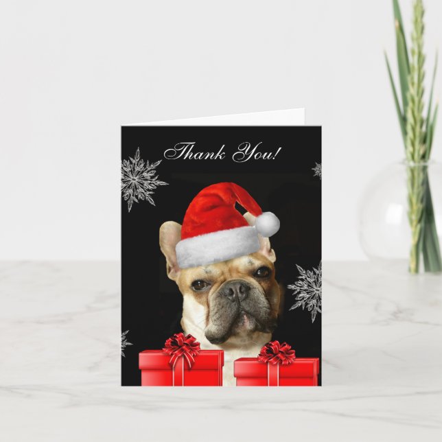 Tarjeta De Agradecimiento Gracias Navidades Bulldog francés notecard (Anverso)
