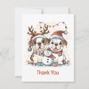 Tarjeta De Agradecimiento Gracias Navidades Bulldoges ingleses