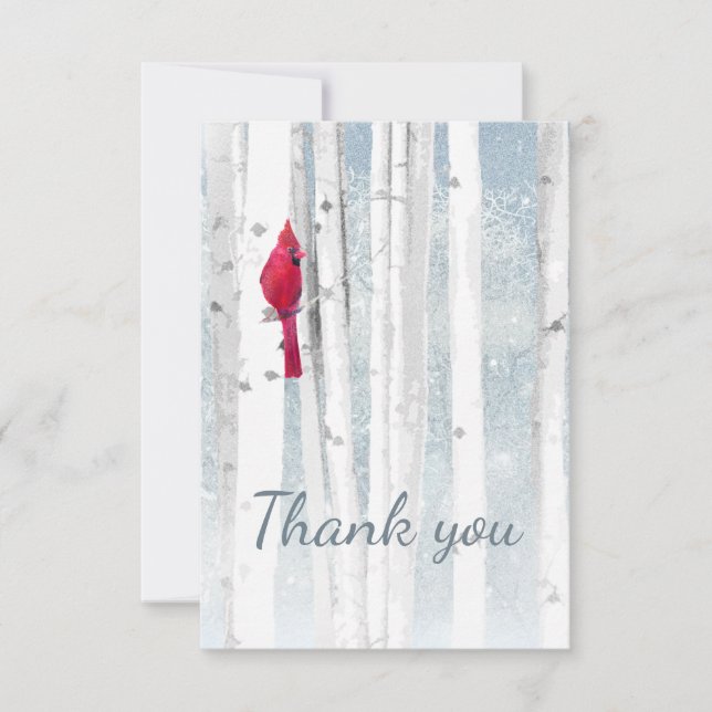 Tarjeta De Agradecimiento Gracias Navidades Cardenal de Invierno Red Bird Ar (Anverso)