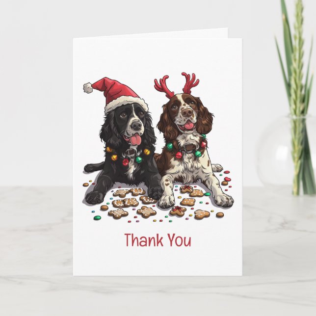 Tarjeta De Agradecimiento Gracias Navidades Cocker Spaniel Dogs (Anverso)