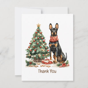 Tarjeta De Agradecimiento Gracias Navidades Dobermann Dogs