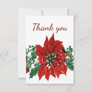 Tarjeta De Agradecimiento Gracias Navidades Flor Pointsettia