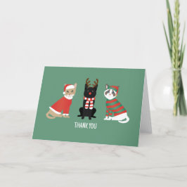 Tarjeta De Agradecimiento Gracias Navidades Gatos