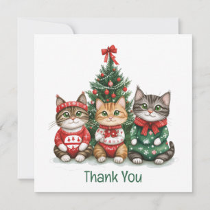 Tarjeta De Agradecimiento Gracias Navidades Gatos