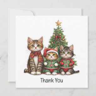 Tarjeta De Agradecimiento Gracias Navidades Gatos