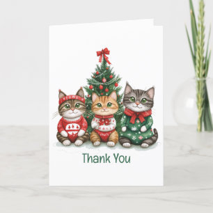 Tarjeta De Agradecimiento Gracias Navidades Gatos