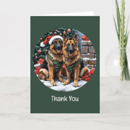 Tarjeta De Agradecimiento Gracias Navidades German Shepherd Dogs