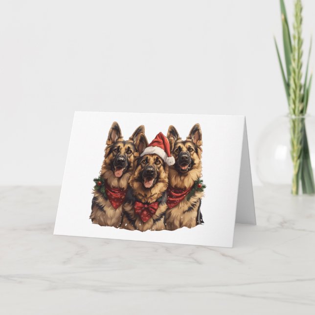 Tarjeta De Agradecimiento Gracias Navidades German Shepherd Dogs (Anverso)