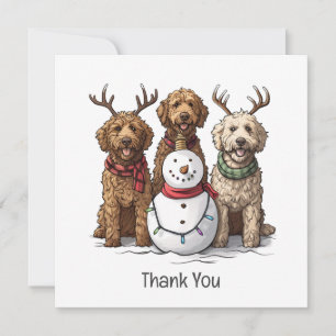 Tarjeta De Agradecimiento Gracias Navidades Goldendoodle Dogs