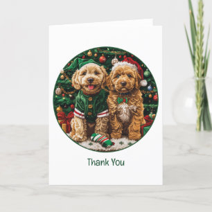 Tarjeta De Agradecimiento Gracias Navidades Goldendoodle Puppy Dogs