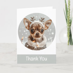 Tarjeta De Agradecimiento Gracias Navidades Perro reno Chihuahua
