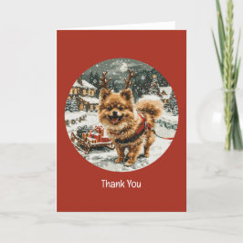 Tarjeta De Agradecimiento Gracias Navidades Perro reno Pomerania