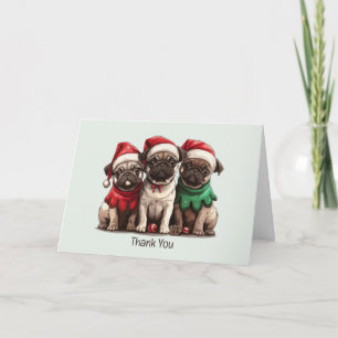 Tarjeta De Agradecimiento Gracias Navidades Pug Dogs