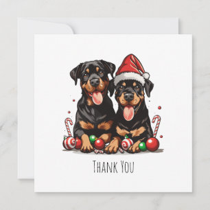 Tarjeta De Agradecimiento Gracias Navidades Rottweiler Dog Santa
