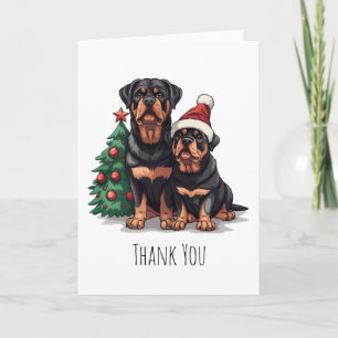 Tarjeta De Agradecimiento Gracias Navidades Rottweiler Perro Árbol de Navida