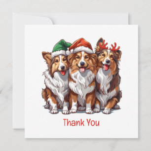 Tarjeta De Agradecimiento Gracias Navidades Shetland Sheepdogs