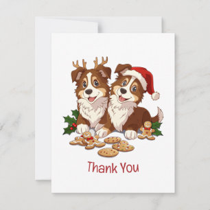 Tarjeta De Agradecimiento Gracias Navidades Shetland Sheepdogs