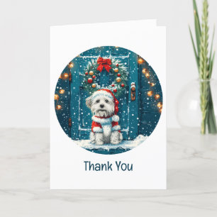 Tarjeta De Agradecimiento Gracias Navidades Shih Tzu Dogs