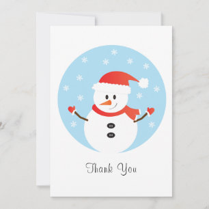 Tarjeta De Agradecimiento Gracias Navidades Snowman Snowflakes