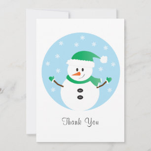 Tarjeta De Agradecimiento Gracias Navidades Snowman Snowflakes