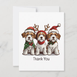 Tarjeta De Agradecimiento Gracias Navidades Welsh Wire Fox Terrier Dogs