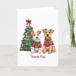 Tarjeta De Agradecimiento Gracias Navidades Welsh Wire Fox Terrier Dogs
