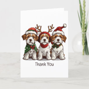 Tarjeta De Agradecimiento Gracias Navidades Welsh Wire Fox Terrier Dogs