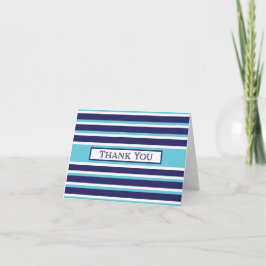 Tarjeta De Agradecimiento Gracias - Navy, Turquesa, franja blanca