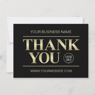 Tarjeta De Agradecimiento GRACIAS NEGOCIOS Y Oro LOGO