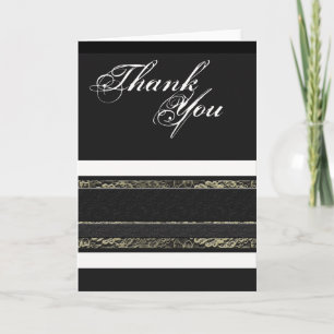 Tarjeta De Agradecimiento Gracias negro formal blanco