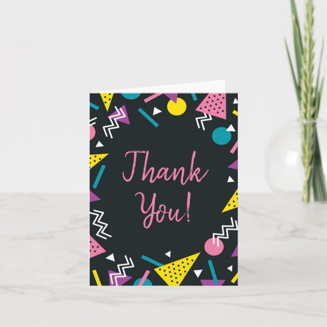 Tarjeta De Agradecimiento Gracias negro y retro (Anverso)