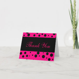 Tarjeta De Agradecimiento "Gracias" - Neon Pink con puntos negros [b]