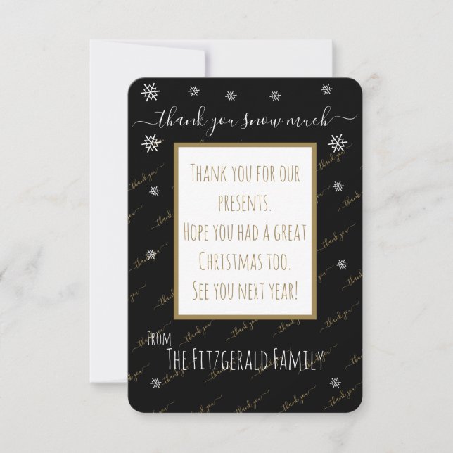 Tarjeta De Agradecimiento Gracias, Nieve Mucho Navidades Personalizado Perso (Anverso)