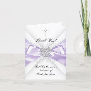 Tarjeta De Agradecimiento Gracias Niña Primera Comunión Lavanda