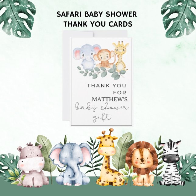 Tarjeta De Agradecimiento Gracias nombre de bebé ducha de bebé Safari animal (Subido por el creador)