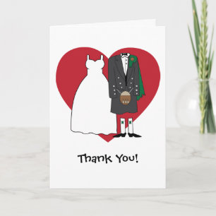Tarjeta De Agradecimiento Gracias Novia Escocesa y Groom
