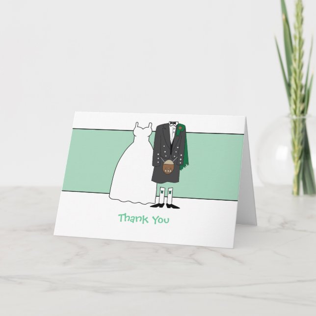 Tarjeta De Agradecimiento Gracias Novia y Novio de Boda Escocesa (Anverso)