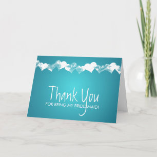Tarjeta De Agradecimiento Gracias Noviembre Grunge Hearts Turquoise