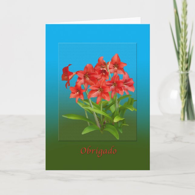 Tarjeta De Agradecimiento Gracias, Obrigado, portugués (Anverso)