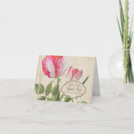 Tarjeta De Agradecimiento Gracias observa arte botánico del tulipán del loro