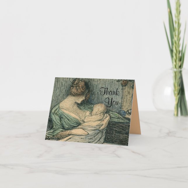 Tarjeta De Agradecimiento Gracias observa la madre y al niño por Rozentals (Anverso)