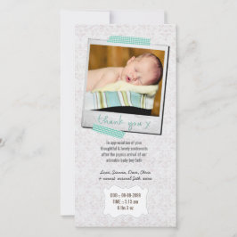 Tarjeta De Agradecimiento Gracias observar la cinta azul de Washi del bebé