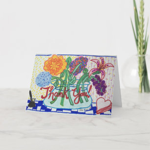 Tarjeta De Agradecimiento GRACIAS OBSERVAR las FLORES, estilo impresionista