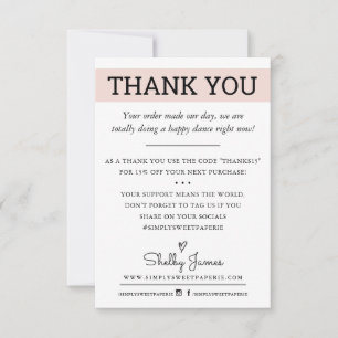 Tarjeta De Agradecimiento GRACIAS orden de negocio insertar rosa negro moder